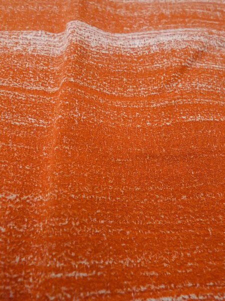 Photo9: O0131J Vintage Japanese kimono   Orange MICHIYUKI outer coat for women / Silk. Stripes   (Grade B) (9)