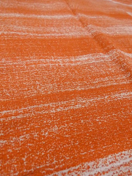 Photo10: O0131J Vintage Japanese kimono   Orange MICHIYUKI outer coat for women / Silk. Stripes   (Grade B) (10)