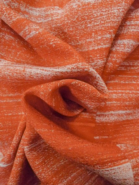 Photo11: O0131J Vintage Japanese kimono   Orange MICHIYUKI outer coat for women / Silk. Stripes   (Grade B) (11)