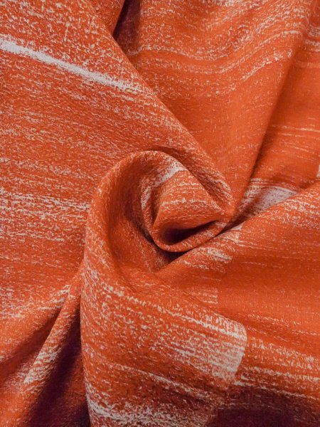 Photo12: O0131J Vintage Japanese kimono   Orange MICHIYUKI outer coat for women / Silk. Stripes   (Grade B) (12)