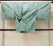 Photo1: O0131K Vintage Japanese kimono  Grayish Light Blue DOCHUGI outer coat for women / Silk. Abstract pattern   (Grade B) (1)
