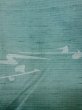 Photo5: O0131K Vintage Japanese kimono  Grayish Light Blue DOCHUGI outer coat for women / Silk. Abstract pattern   (Grade B) (5)