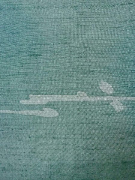 Photo6: O0131K Vintage Japanese kimono  Grayish Light Blue DOCHUGI outer coat for women / Silk. Abstract pattern   (Grade B) (6)