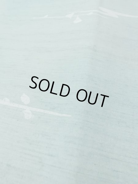 Photo8: O0131K Vintage Japanese kimono  Grayish Light Blue DOCHUGI outer coat for women / Silk. Abstract pattern   (Grade B) (8)