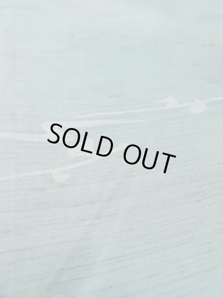 Photo10: O0131K Vintage Japanese kimono  Grayish Light Blue DOCHUGI outer coat for women / Silk. Abstract pattern   (Grade B) (10)