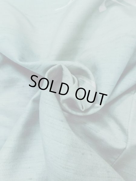 Photo11: O0131K Vintage Japanese kimono  Grayish Light Blue DOCHUGI outer coat for women / Silk. Abstract pattern   (Grade B) (11)