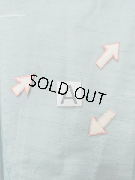 Photo14: O0131K Vintage Japanese kimono  Grayish Light Blue DOCHUGI outer coat for women / Silk. Abstract pattern   (Grade B) (14)