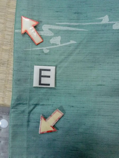 Photo18: O0131K Vintage Japanese kimono  Grayish Light Blue DOCHUGI outer coat for women / Silk. Abstract pattern   (Grade B) (18)