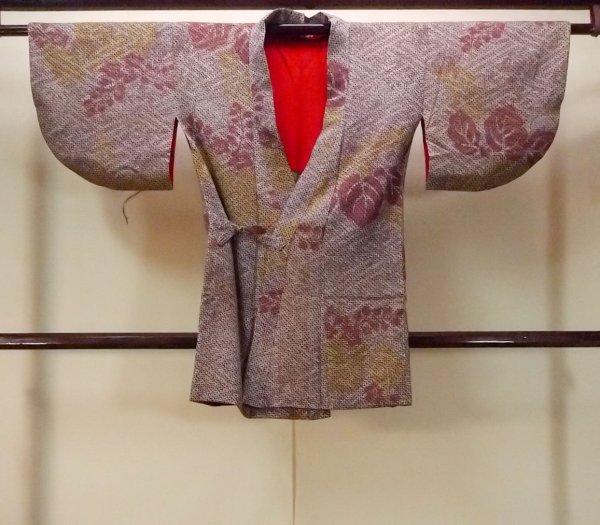 Photo1: O0131L Antique Japanese kimono  Dark Purple DOCHUGI outer coat for women / Silk. KIRI paulownia   (Grade B) (1)