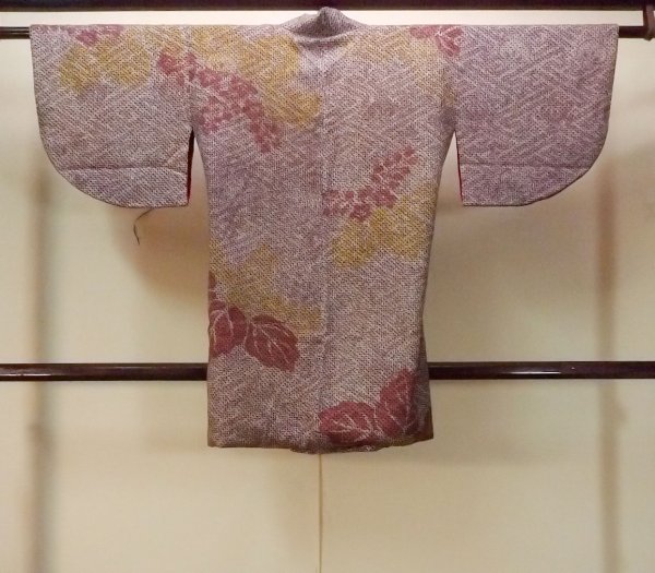 Photo2: O0131L Antique Japanese kimono  Dark Purple DOCHUGI outer coat for women / Silk. KIRI paulownia   (Grade B) (2)