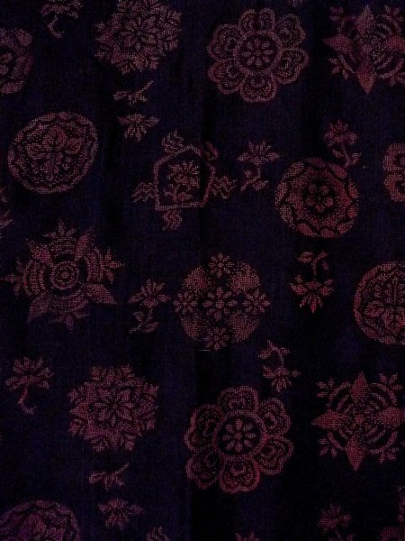 Photo3: O0131M Vintage Japanese kimono   Black MICHIYUKI outer coat for women / Wool. Flower circle,   (Grade B) (3)