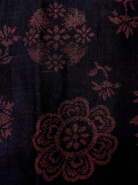 Photo6: O0131M Vintage Japanese kimono   Black MICHIYUKI outer coat for women / Wool. Flower circle,   (Grade B) (6)