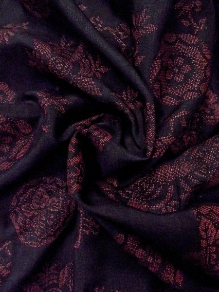 Photo11: O0131M Vintage Japanese kimono   Black MICHIYUKI outer coat for women / Wool. Flower circle,   (Grade B) (11)