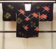Photo1: Mint O0131N Vintage Japanese kimono   Black MICHIYUKI outer coat for women / Silk. Lozenges,   (Grade A) (1)