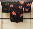 Photo2: Mint O0131N Vintage Japanese kimono   Black MICHIYUKI outer coat for women / Silk. Lozenges,   (Grade A) (2)