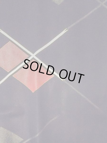 Photo3: Mint O0131N Vintage Japanese kimono   Black MICHIYUKI outer coat for women / Silk. Lozenges,   (Grade A) (3)