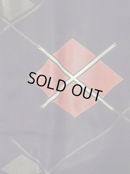 Photo4: Mint O0131N Vintage Japanese kimono   Black MICHIYUKI outer coat for women / Silk. Lozenges,   (Grade A) (4)