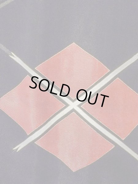 Photo5: Mint O0131N Vintage Japanese kimono   Black MICHIYUKI outer coat for women / Silk. Lozenges,   (Grade A) (5)