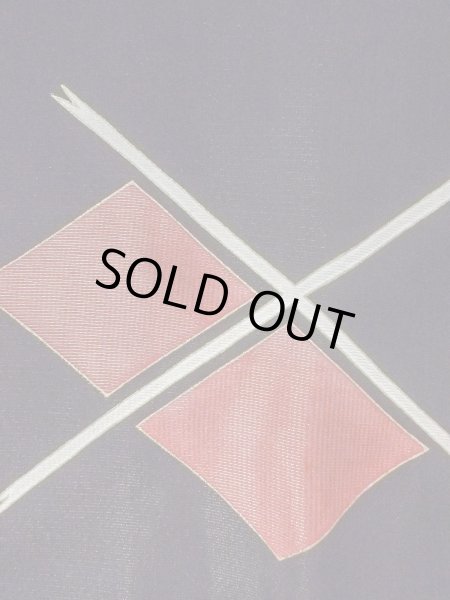 Photo7: Mint O0131N Vintage Japanese kimono   Black MICHIYUKI outer coat for women / Silk. Lozenges,   (Grade A) (7)