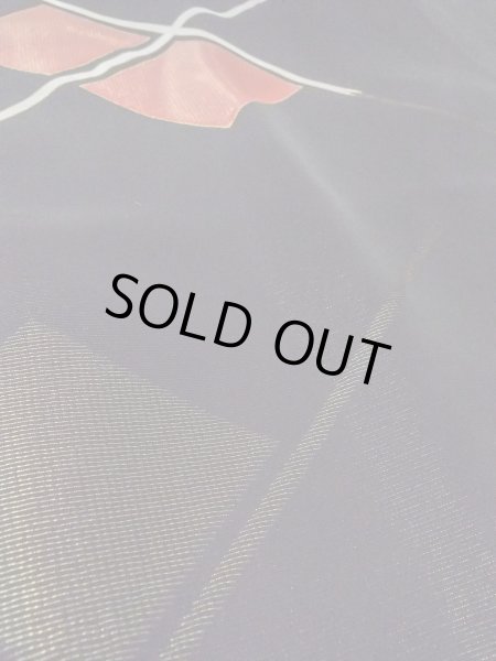 Photo8: Mint O0131N Vintage Japanese kimono   Black MICHIYUKI outer coat for women / Silk. Lozenges,   (Grade A) (8)