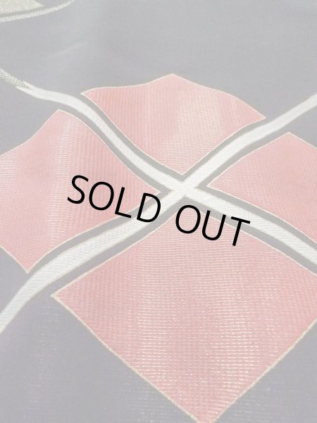 Photo9: Mint O0131N Vintage Japanese kimono   Black MICHIYUKI outer coat for women / Silk. Lozenges,   (Grade A) (9)