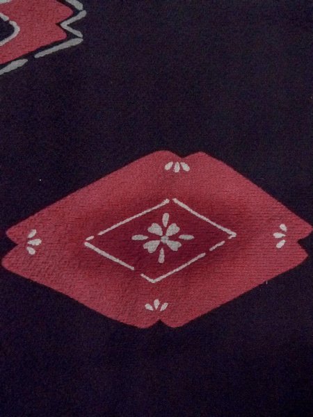 Photo7: O0131O Vintage Japanese kimono   Black MICHIYUKI outer coat for women / Silk. Flower,   (Grade B) (7)