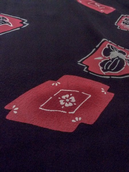 Photo10: O0131O Vintage Japanese kimono   Black MICHIYUKI outer coat for women / Silk. Flower,   (Grade B) (10)