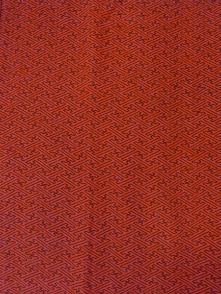 Photo3: O0131P Vintage Japanese kimono  Dark Orange MICHIYUKI outer coat for women / Silk. Greek key fret   (Grade B) (3)