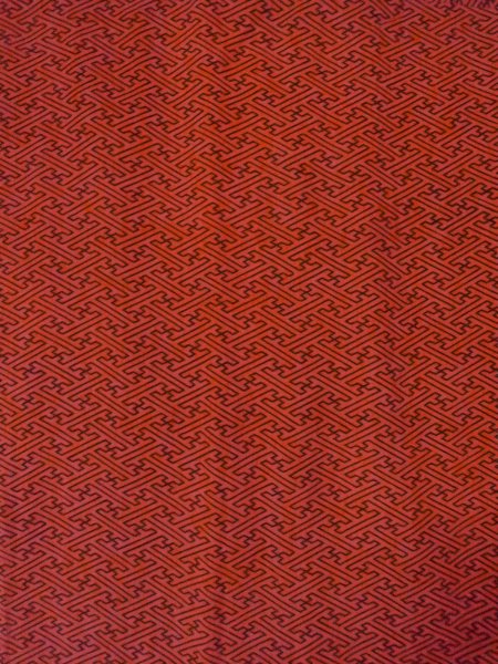 Photo4: O0131P Vintage Japanese kimono  Dark Orange MICHIYUKI outer coat for women / Silk. Greek key fret   (Grade B) (4)