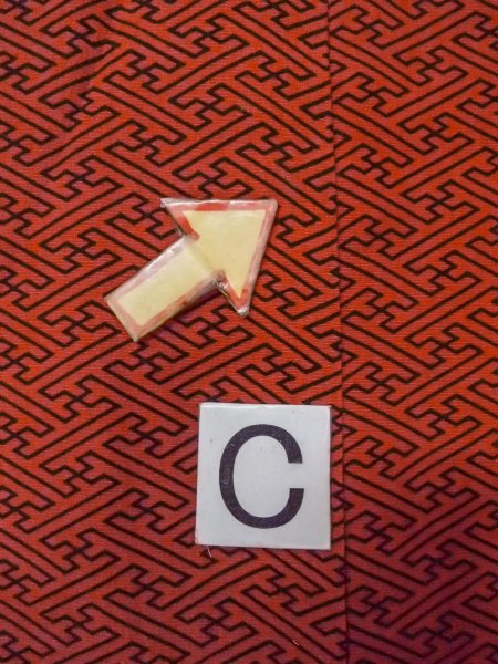 Photo16: O0131P Vintage Japanese kimono  Dark Orange MICHIYUKI outer coat for women / Silk. Greek key fret   (Grade B) (16)