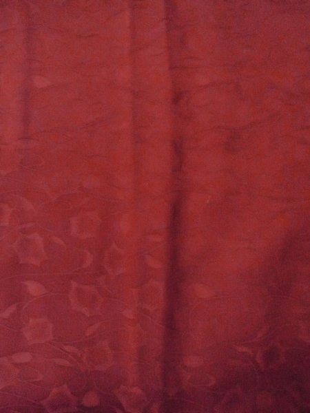 Photo3: O0131Q Vintage Japanese kimono   Dark Red MICHIYUKI outer coat for women / Silk. Flower,   (Grade B) (3)