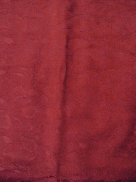 Photo4: O0131Q Vintage Japanese kimono   Dark Red MICHIYUKI outer coat for women / Silk. Flower,   (Grade B) (4)