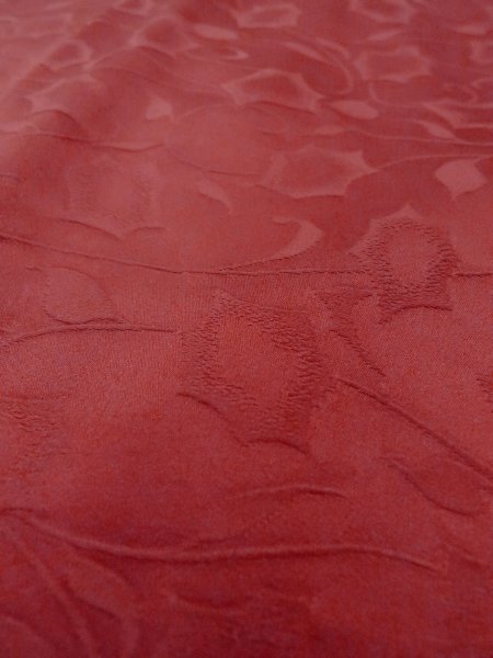 Photo8: O0131Q Vintage Japanese kimono   Dark Red MICHIYUKI outer coat for women / Silk. Flower,   (Grade B) (8)