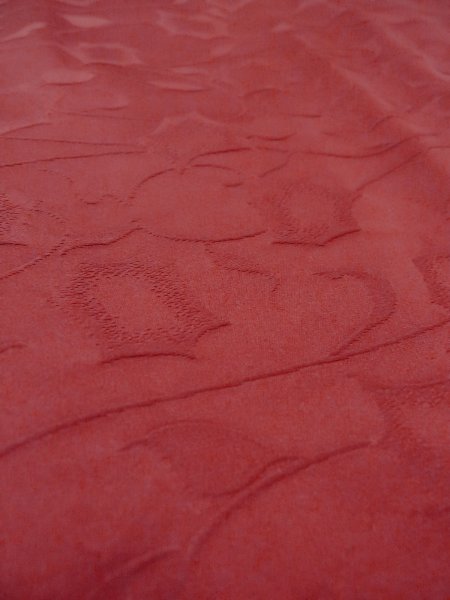 Photo10: O0131Q Vintage Japanese kimono   Dark Red MICHIYUKI outer coat for women / Silk. Flower,   (Grade B) (10)