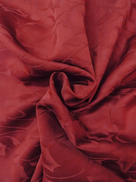 Photo11: O0131Q Vintage Japanese kimono   Dark Red MICHIYUKI outer coat for women / Silk. Flower,   (Grade B) (11)