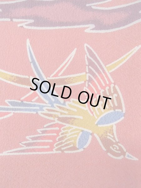 Photo6: Mint O0131R Vintage Japanese kimono  Grayish Coral MICHIYUKI outer coat for women / Silk. UME plum bloom,   (Grade A) (6)