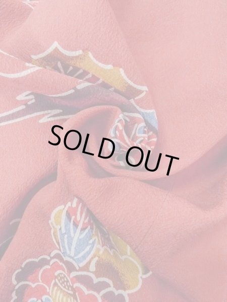 Photo11: Mint O0131R Vintage Japanese kimono  Grayish Coral MICHIYUKI outer coat for women / Silk. UME plum bloom,   (Grade A) (11)