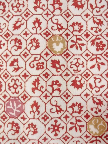 Photo7: O0131S Vintage Japanese kimono   Off White MICHIYUKI outer coat for women / Synthetic. Leaf,   (Grade C) (7)