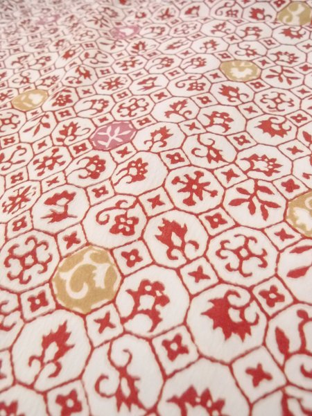 Photo8: O0131S Vintage Japanese kimono   Off White MICHIYUKI outer coat for women / Synthetic. Leaf,   (Grade C) (8)