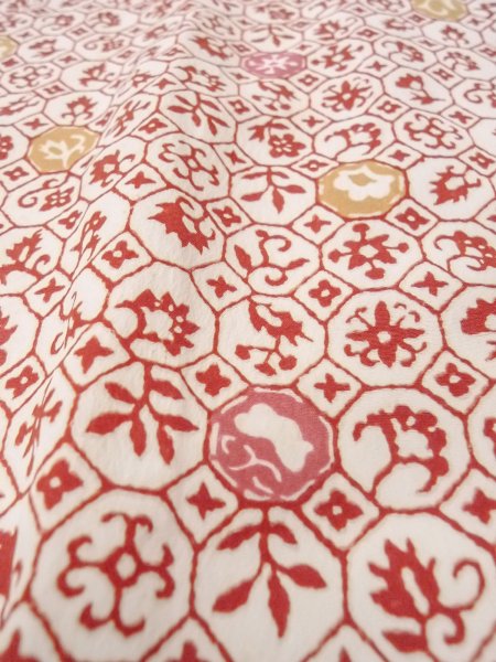 Photo9: O0131S Vintage Japanese kimono   Off White MICHIYUKI outer coat for women / Synthetic. Leaf,   (Grade C) (9)