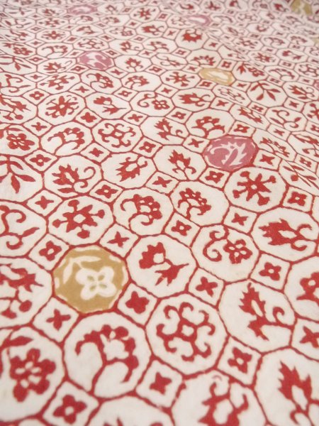 Photo10: O0131S Vintage Japanese kimono   Off White MICHIYUKI outer coat for women / Synthetic. Leaf,   (Grade C) (10)