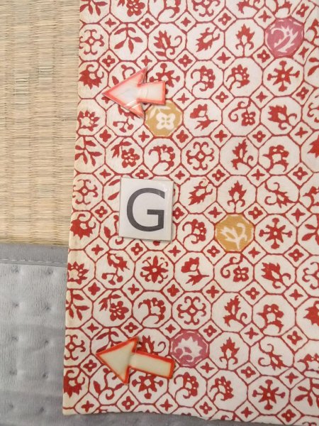 Photo20: O0131S Vintage Japanese kimono   Off White MICHIYUKI outer coat for women / Synthetic. Leaf,   (Grade C) (20)