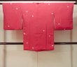Photo2: O0131T Vintage Japanese kimono  Shiny Red MICHIYUKI outer coat for women / Silk. Flower,   (Grade B) (2)