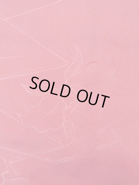 Photo6: O0131T Vintage Japanese kimono  Shiny Red MICHIYUKI outer coat for women / Silk. Flower,   (Grade B) (6)