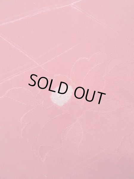 Photo7: O0131T Vintage Japanese kimono  Shiny Red MICHIYUKI outer coat for women / Silk. Flower,   (Grade B) (7)