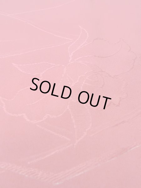 Photo9: O0131T Vintage Japanese kimono  Shiny Red MICHIYUKI outer coat for women / Silk. Flower,   (Grade B) (9)