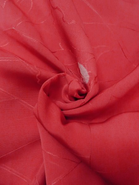 Photo11: O0131T Vintage Japanese kimono  Shiny Red MICHIYUKI outer coat for women / Silk. Flower,   (Grade B) (11)