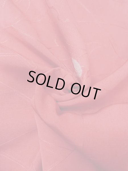 Photo11: O0131T Vintage Japanese kimono  Shiny Red MICHIYUKI outer coat for women / Silk. Flower,   (Grade B) (11)