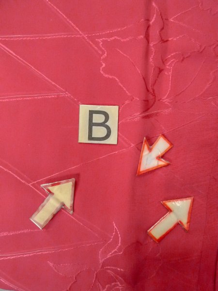 Photo15: O0131T Vintage Japanese kimono  Shiny Red MICHIYUKI outer coat for women / Silk. Flower,   (Grade B) (15)