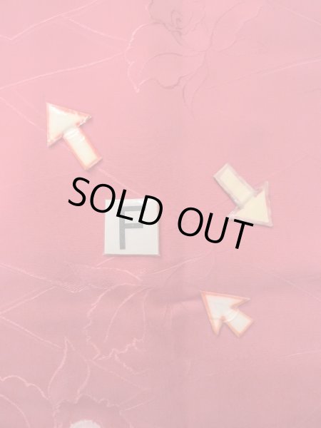 Photo19: O0131T Vintage Japanese kimono  Shiny Red MICHIYUKI outer coat for women / Silk. Flower,   (Grade B) (19)